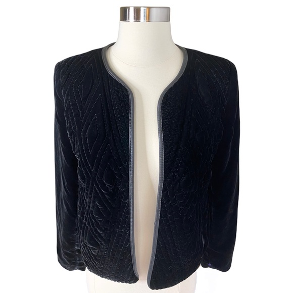 H&M Black Velvet Open Front Blazer
